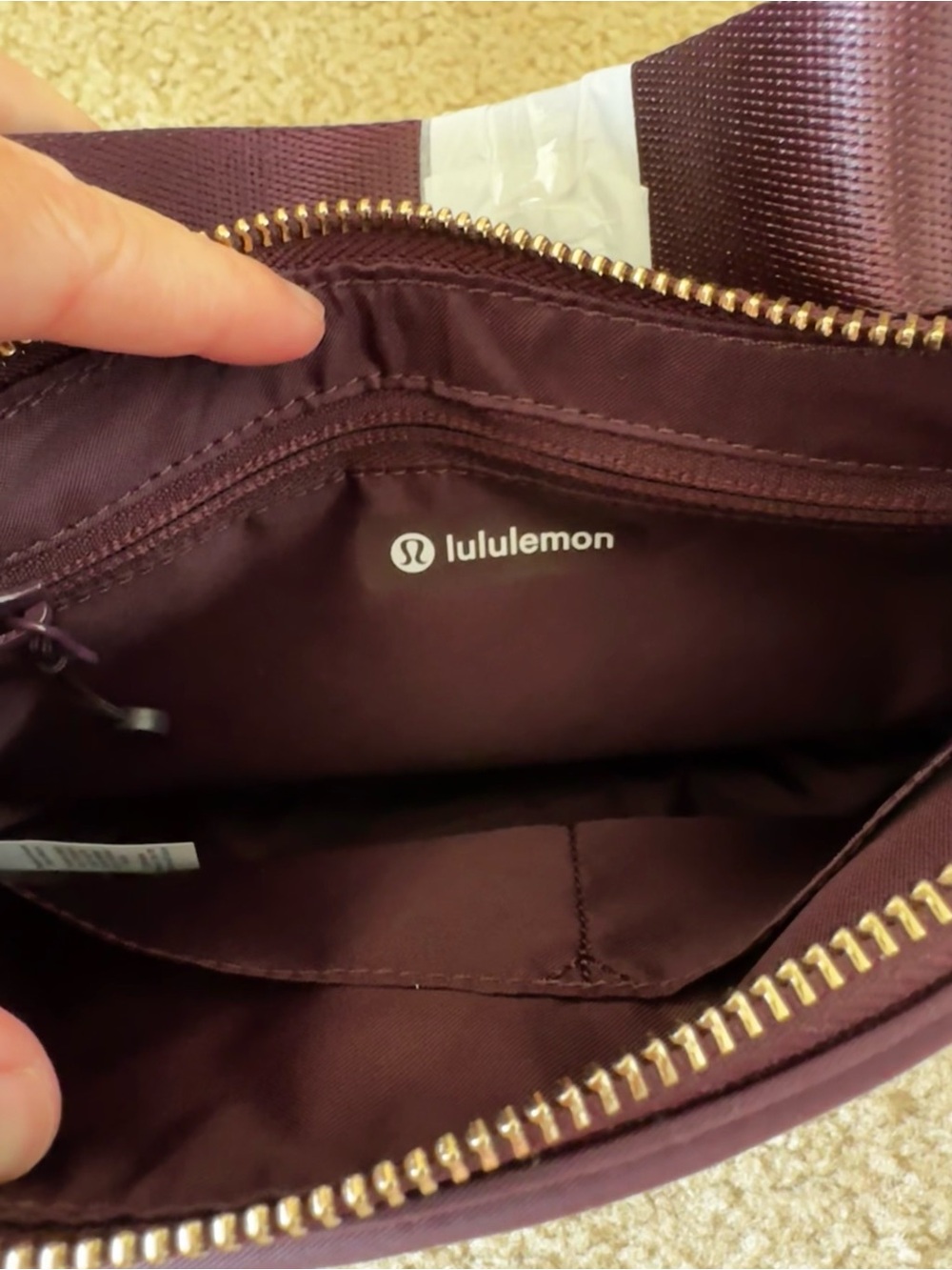 Lululemon City Essentials Small Shoulder Bag 3L- Plum with Gold Hardware - Picture 6 of 9